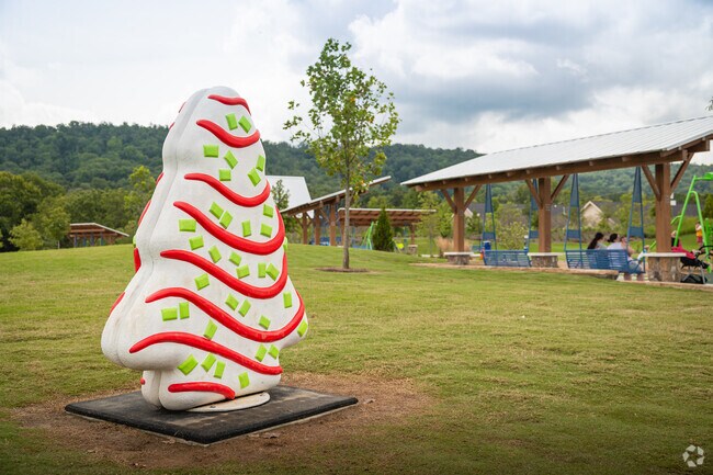 Park-goes can enjoy a six-foot-tall Christmas Tree Cake at Little Debbie Park.