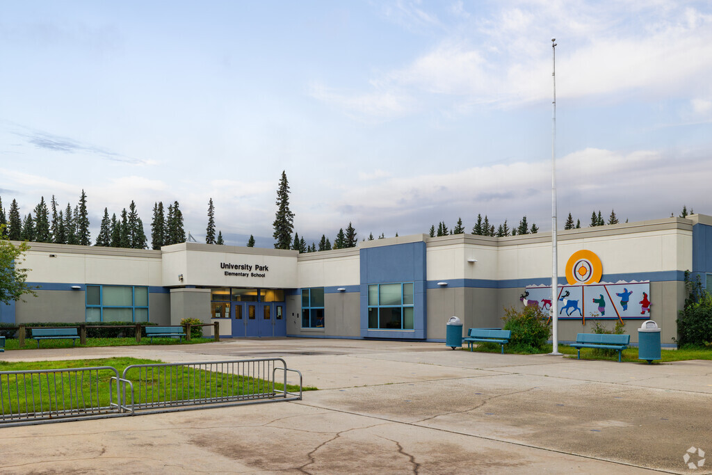 A welcoming entrance is seen at University Park Elementary School in Fairbanks.