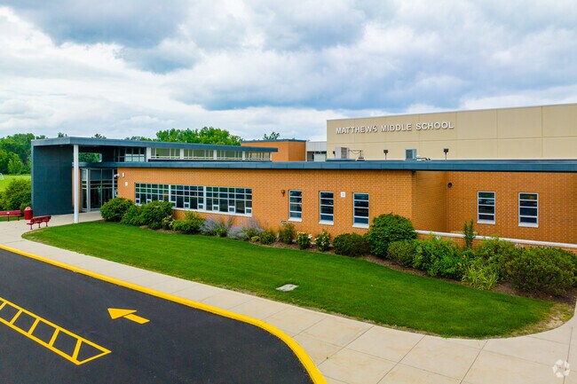 Matthews Middle School is a well-rated public school in the area.