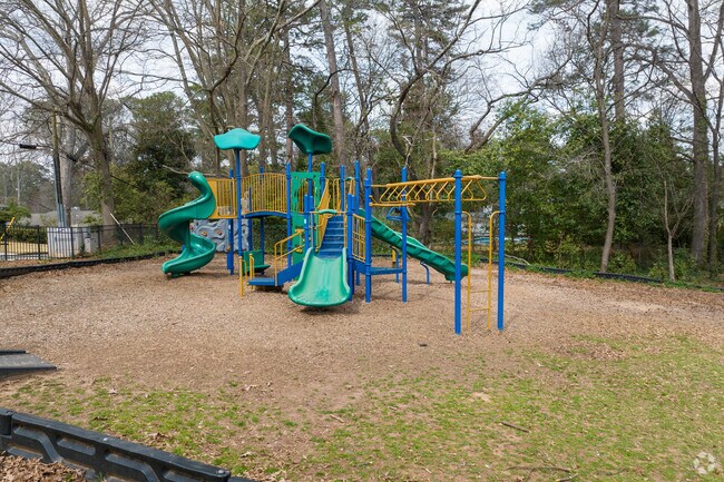 Adair Park features a colorful playground for kids to enjoy.
