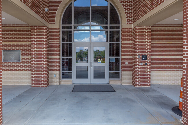 close up view of the front of the school