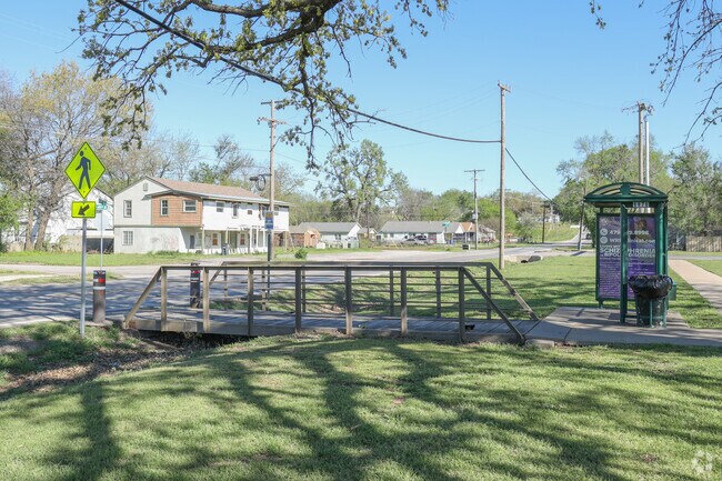 Tulsa Transit operates numerous stops throughout the Charles Page neighborhood.
