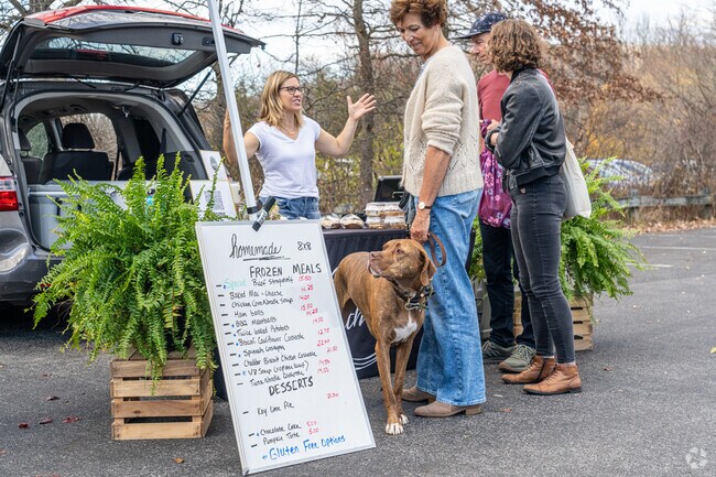 Dogs and humans from Taylor are always welcome to the Boalsburg Farmers Market.