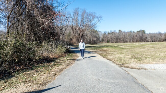 The Lenoir Greenway has wide paths to walk on.