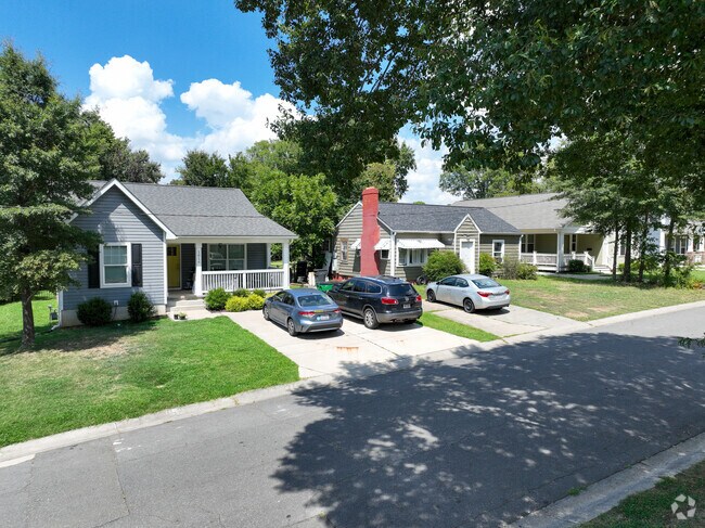 A row of homes rests on a quiet street in the J T Williams area of Charlotte.