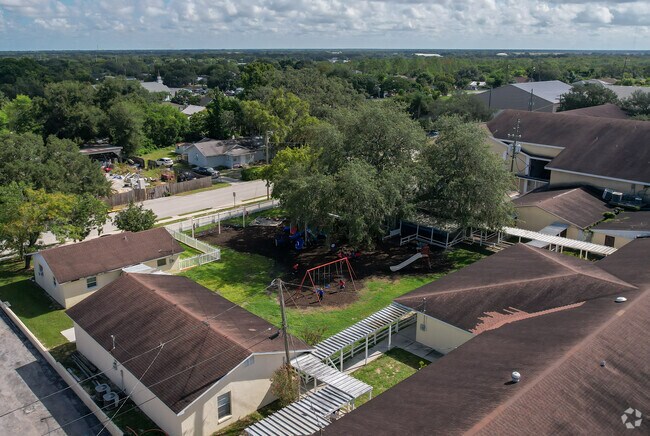 Landmark Christian School has a play area and courtyard for younger students.