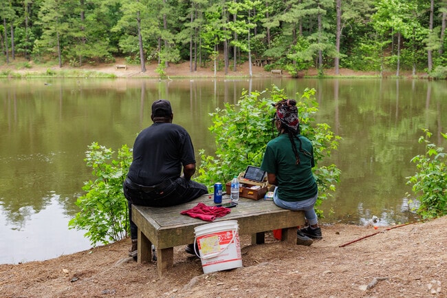 Fishing at the Conner Park lake is a daily activity for some River Mountain residents.