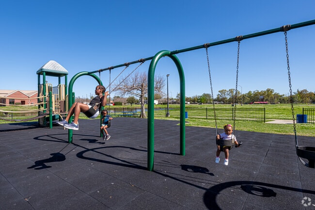 Children can enjoy swinging at Thomas F. Daley Memorial Park.