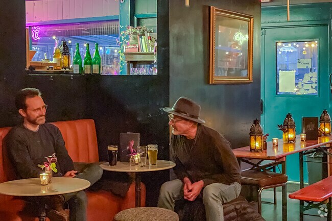 The Bottle Shop is a cool cozy bar and a wine shop located in the Dennison Place neighborhood.