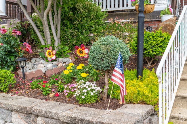 Gardens are common on the front stoops on homes in Northeast Reading.