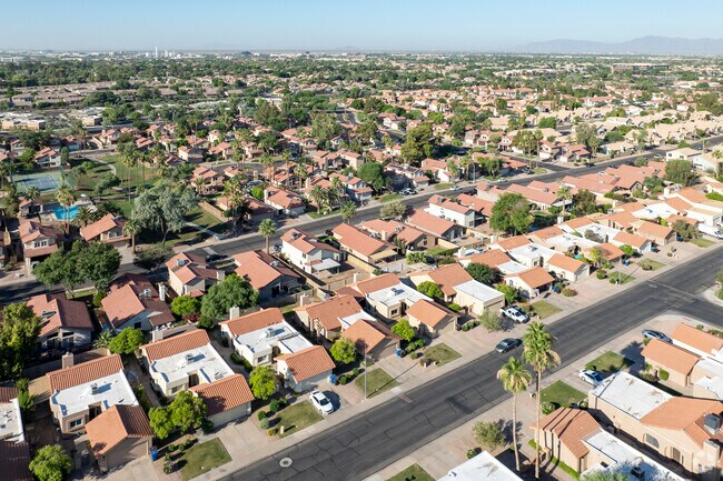 Spanish influenced modest homes can be found throughout Central Ridge in Chandler, Arizona.