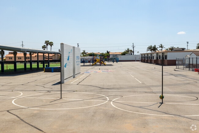 Different games are played on the blacktop at Jefferson Elementary School in Redondo Beach, CA.
