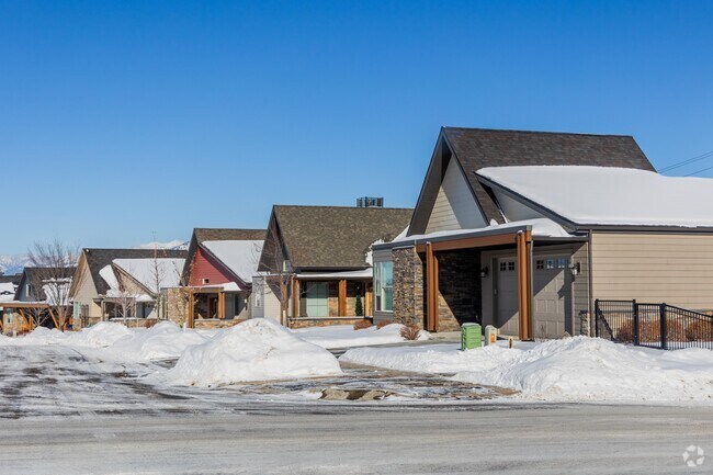 A-frame style homes decorate the streets in Ponderosa Pines.
