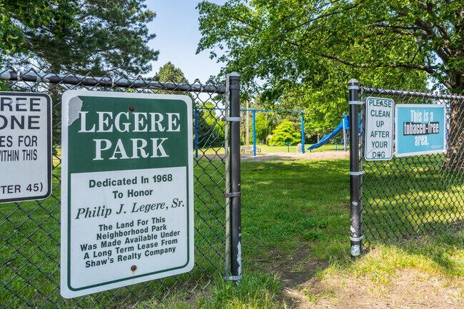 Legere Park can be found on the corner of Waterman Drive and E Street in South Portland Maine.