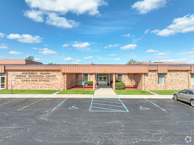 The entrance to Eagle Park Community School is very welcoming.