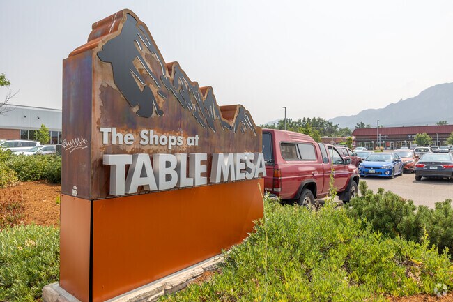 The Shops at Table Mesa in South Boulder provide local shopping with a mountain backdrop.