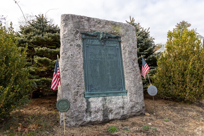 A monument to honor veterans in the World War lies in East Eliot.