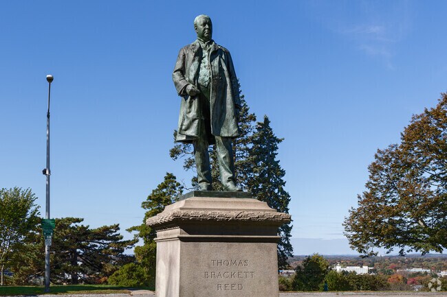 A State of Thomas Brackett Reed -Speaker of the House- stands in the Valley Street neighborhood.