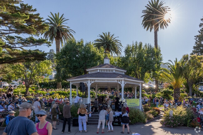 The gazebo at Piccolo Pavilion is a perfect stage for live music at Corte Madera’s Summer.