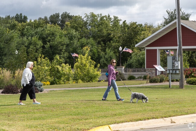 The green spaces around Zumbrota are popular with dog walkers.