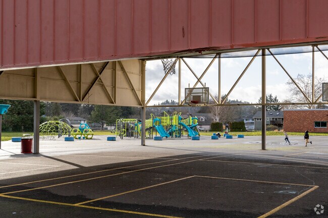 Hollydale Elementary School features a covered basketball court.