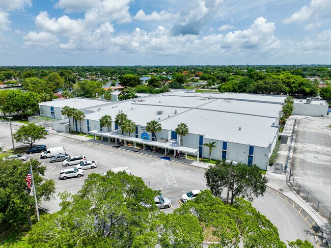 An elevated view of Pembroke Lakes Elementary and its installations in Pembroke Pines, FL.