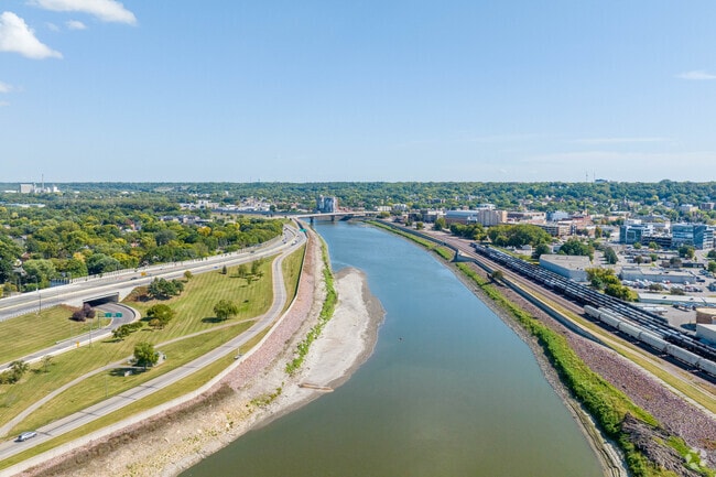 A view of the Minnesota River shows Sibley Park's proximity to downtown Mankato.
