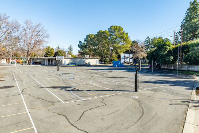 Students can compete with each other on the blacktop at St. James School.