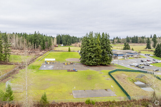 A large amount of green space at Weyerhaeuser Elementary School.