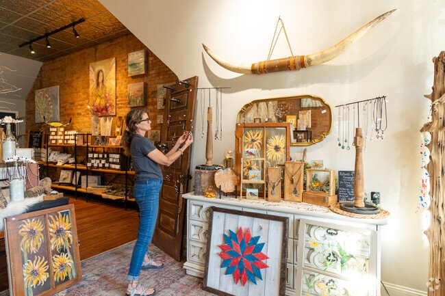 Angie's timeless, home made works of art are sold at her shop in Lamasco along Franklin Street.