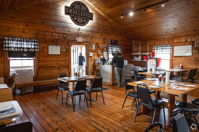 Harrison Bay offers a taste of Southern charm at the locally owned Choo Choo BBQ Smokehouse.