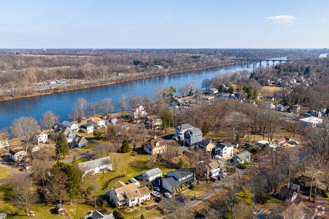 Lower Makefield homes are to the left of the Delaware River.