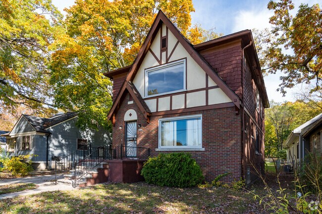 A two-story Tudor-style home in Miller Grove, Detroit.