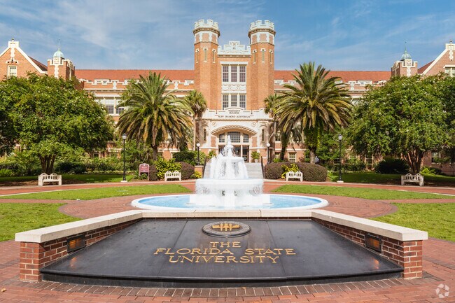 Students often pass by the iconic fountain on Florida State University’s campus.