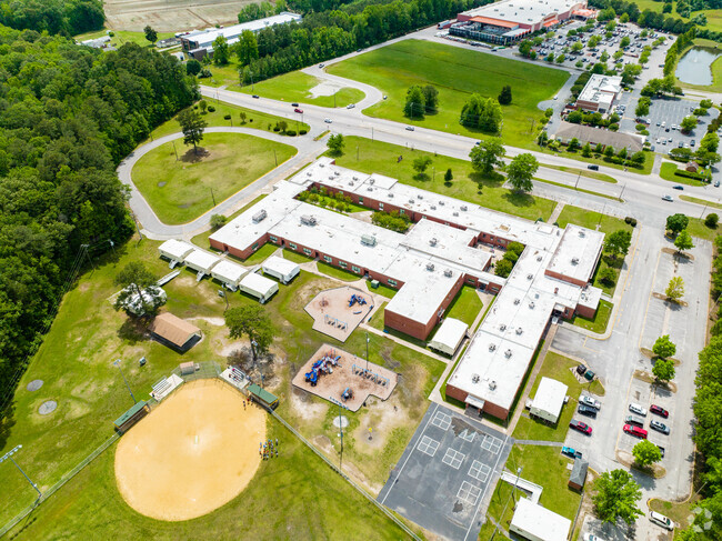 Two playgrounds & a baseball field is available for the kids at Southeastern Elementary School.