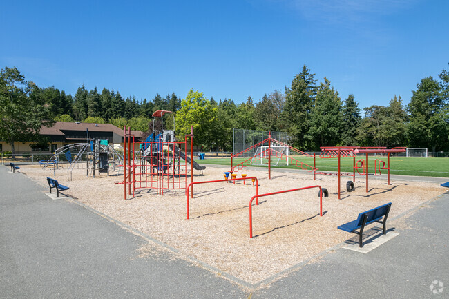Ridgecrest Elementary School has multiple playgrounds for students to enjoy during recess.