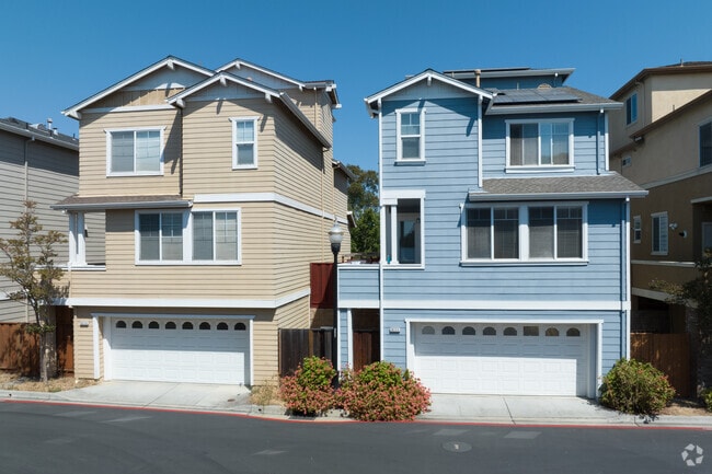 A side-by-side look at the colorful townhomes in the North San Jose neighborhood.