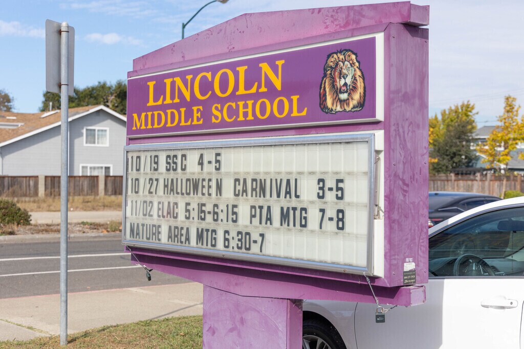 Students from Bay Farm cross the Bay Farm bridge to head to Lincoln Middle School.