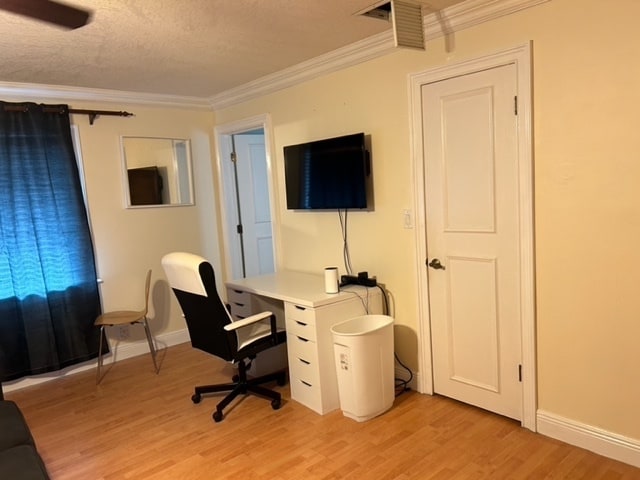 view of desk and smart TV
