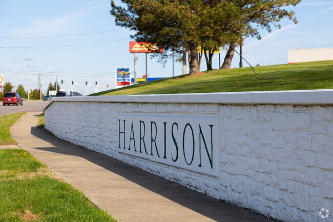 Harrison city signage marks entrances to the community.