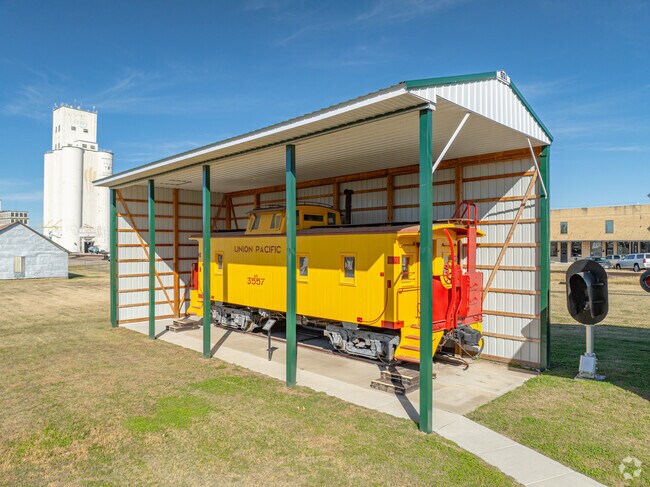 The Hogden House Museum Complex preserves artifacts from Ellsworth’s history, like this 1909 caboose.