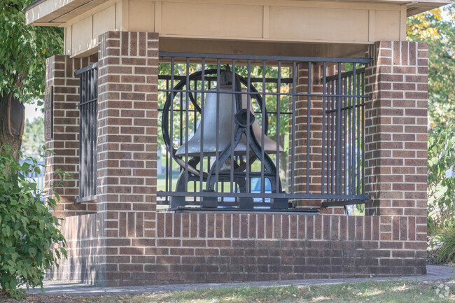 The old bell can still ring, but the Juniata Elementary School is very modern.