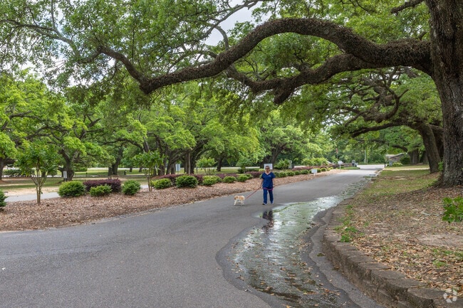 Tillmans Corner residents enjoy a stroll through the trees at the Mobile Memorial Gardens.