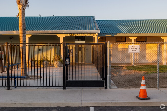 The front entrance to Shackelford Elementary School's main office.