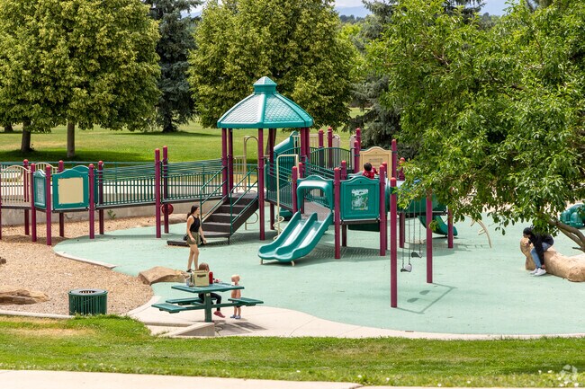 The playground at Rocky Ridge Park can draw a crowd on nice days.