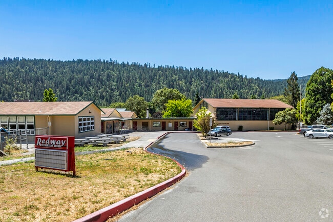 The entrance to Redway Elementary School is inviting to its students.