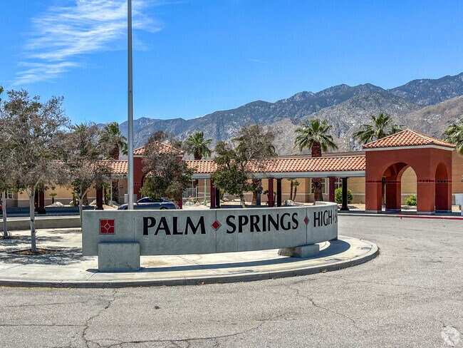 Signage at the entrance of Palm Springs High School.