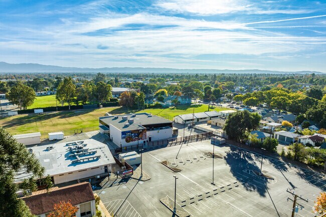 A view of the Upland Junior High School buildings from the street.