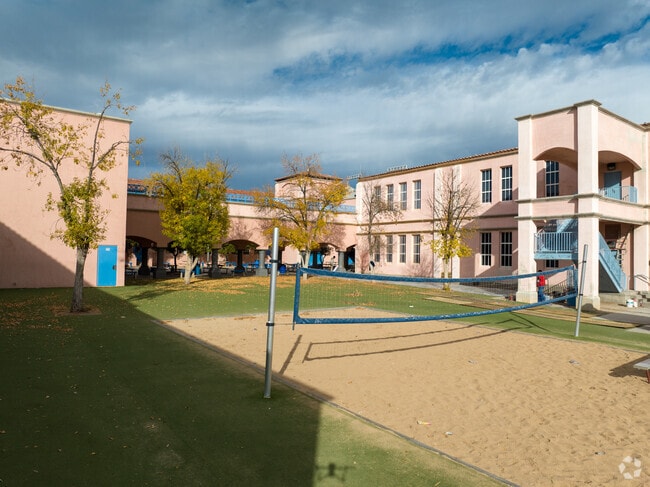 Students can enjoy a sand volleyball court at Mansfeld Middle School in Tucson, Arizona