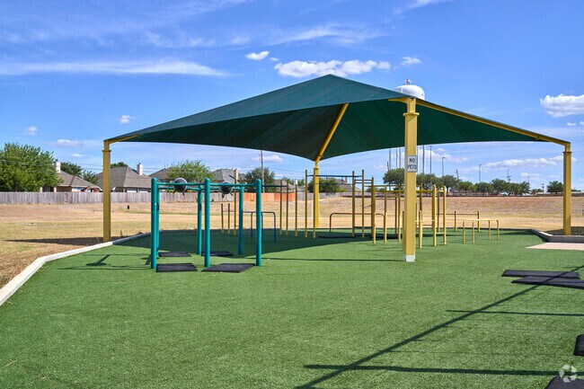 Covered playground keeps the kids at Murchison Elementary School safe from the hot Texas sun.